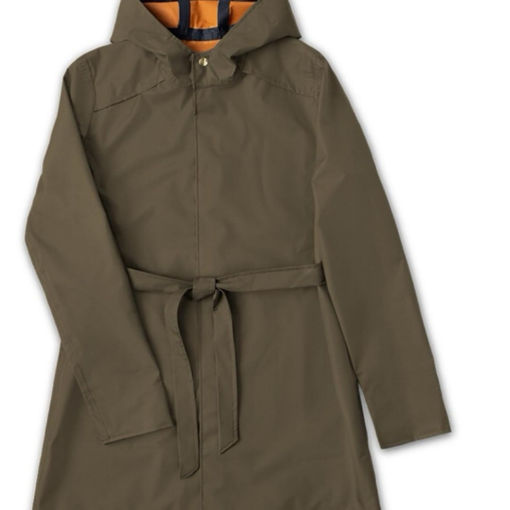 FAIRECHILD Raincoat / “Ash” Green/Gret Hooded Trench Coat / Size XL